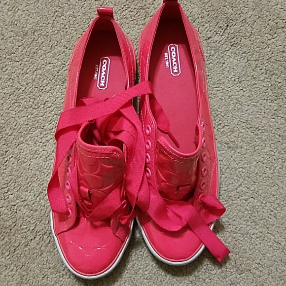 Coach Shoes - HOT Pink Coach Suzzy Signature Sneakers